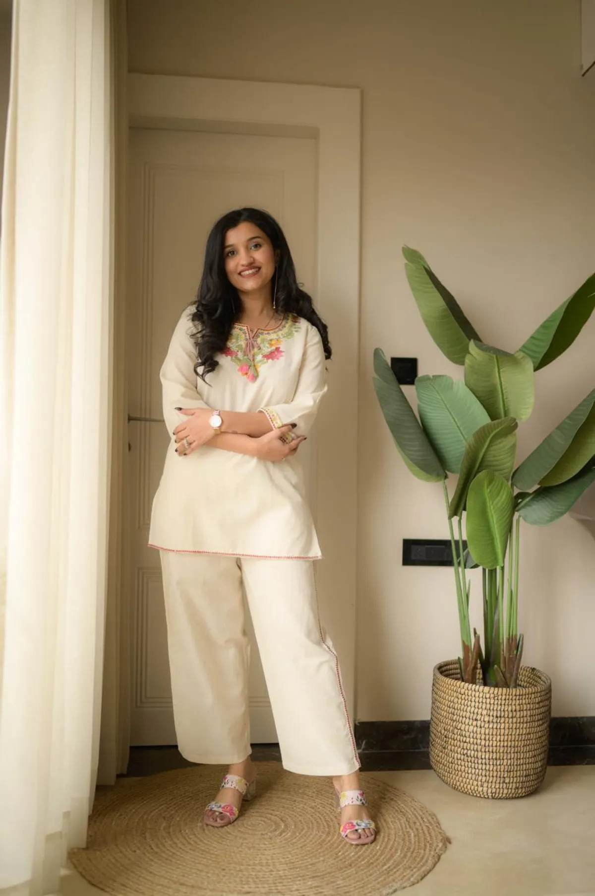 White Cotton Straight Kurti