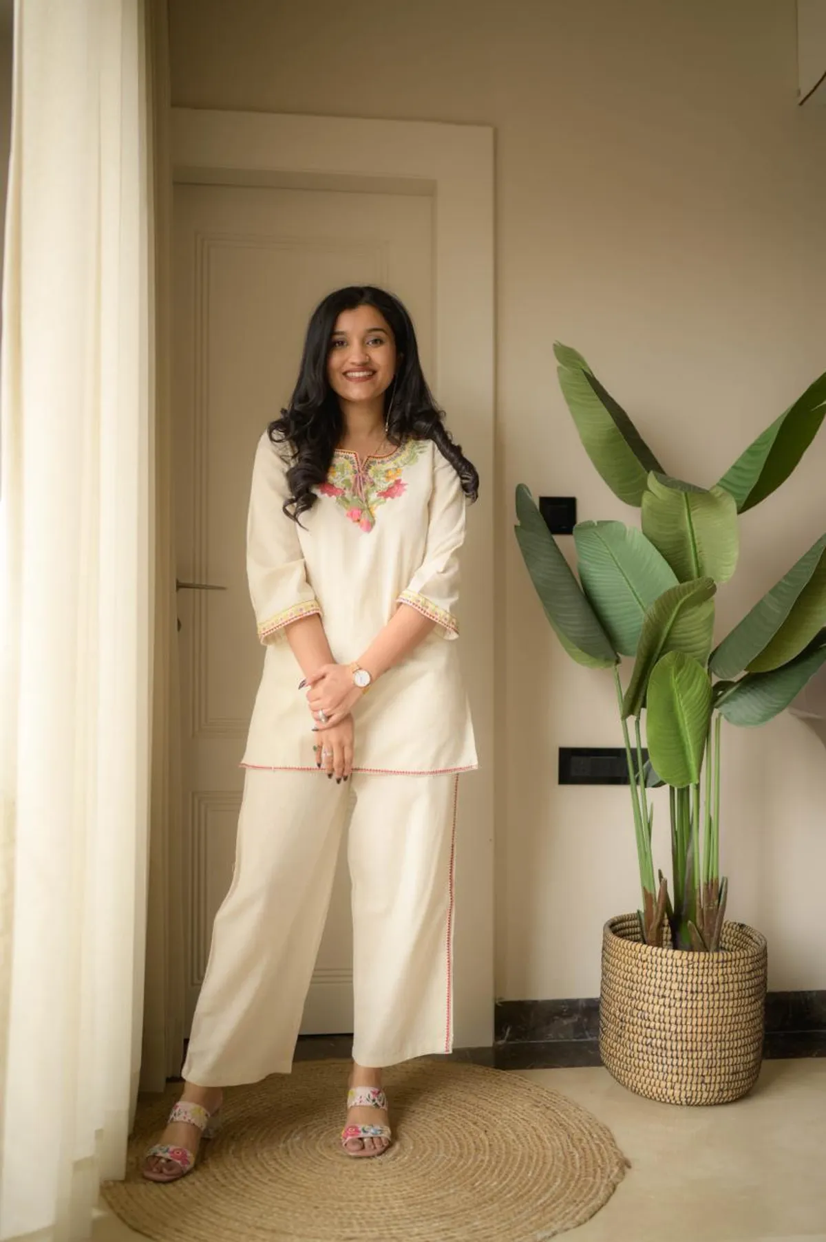 White Cotton Straight Kurti
