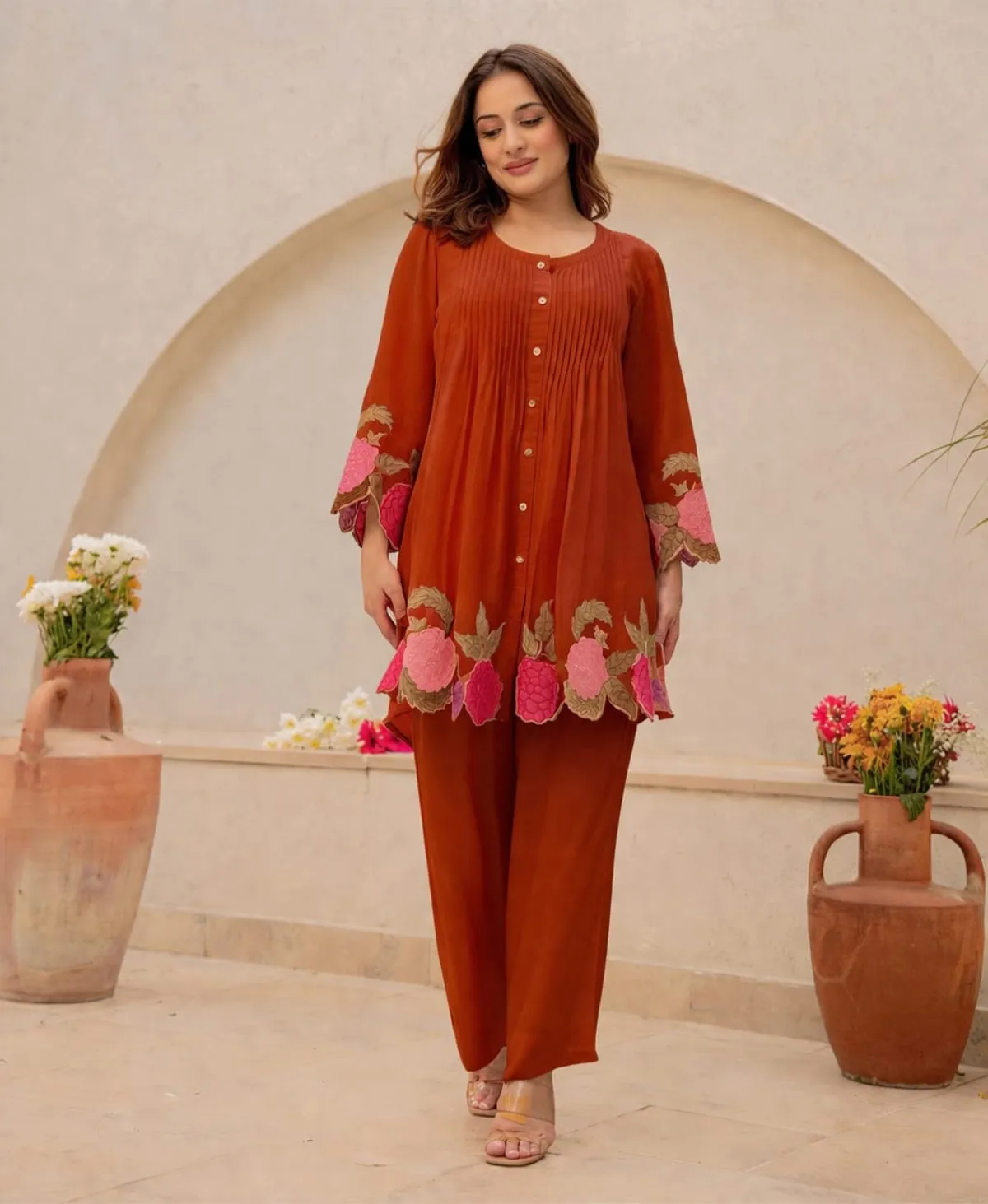 Maroon Anarkali Festive Kurti