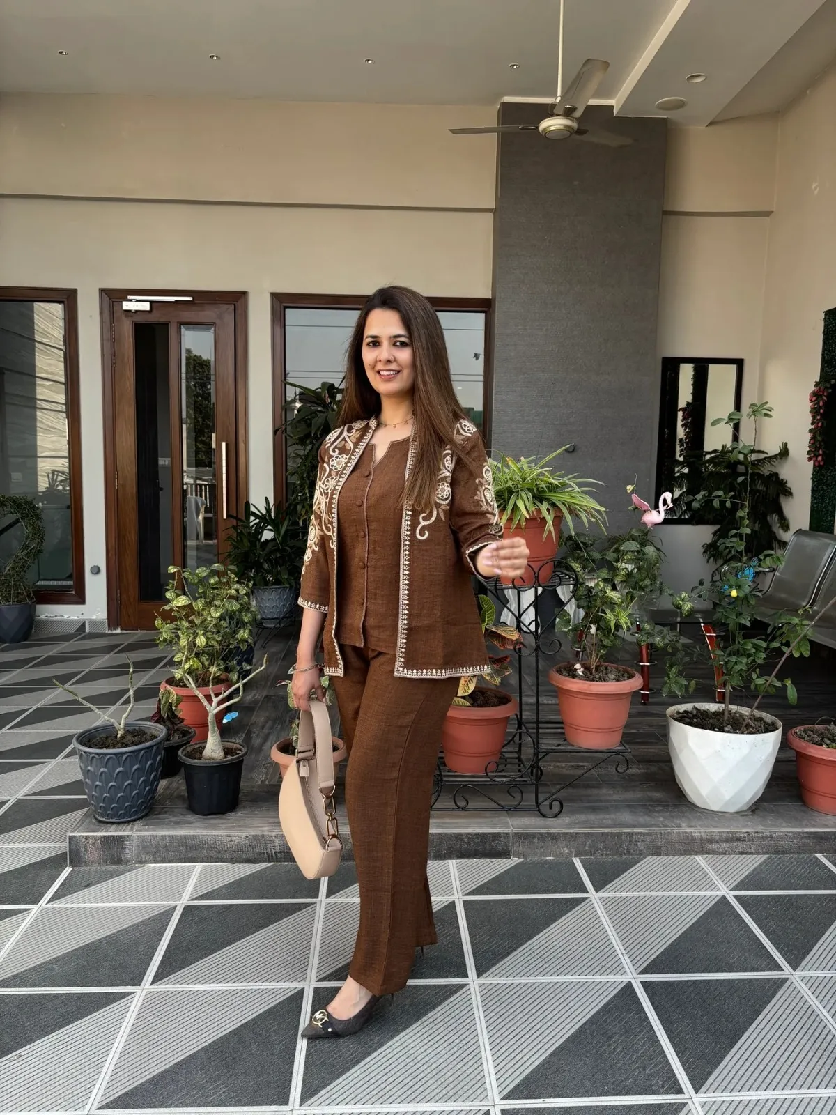Beige Handloom Cotton Kurti